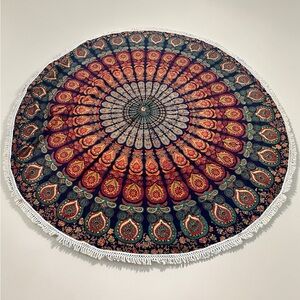Boho Mandala Round Wall Tapestry - Multicolor 72 inches